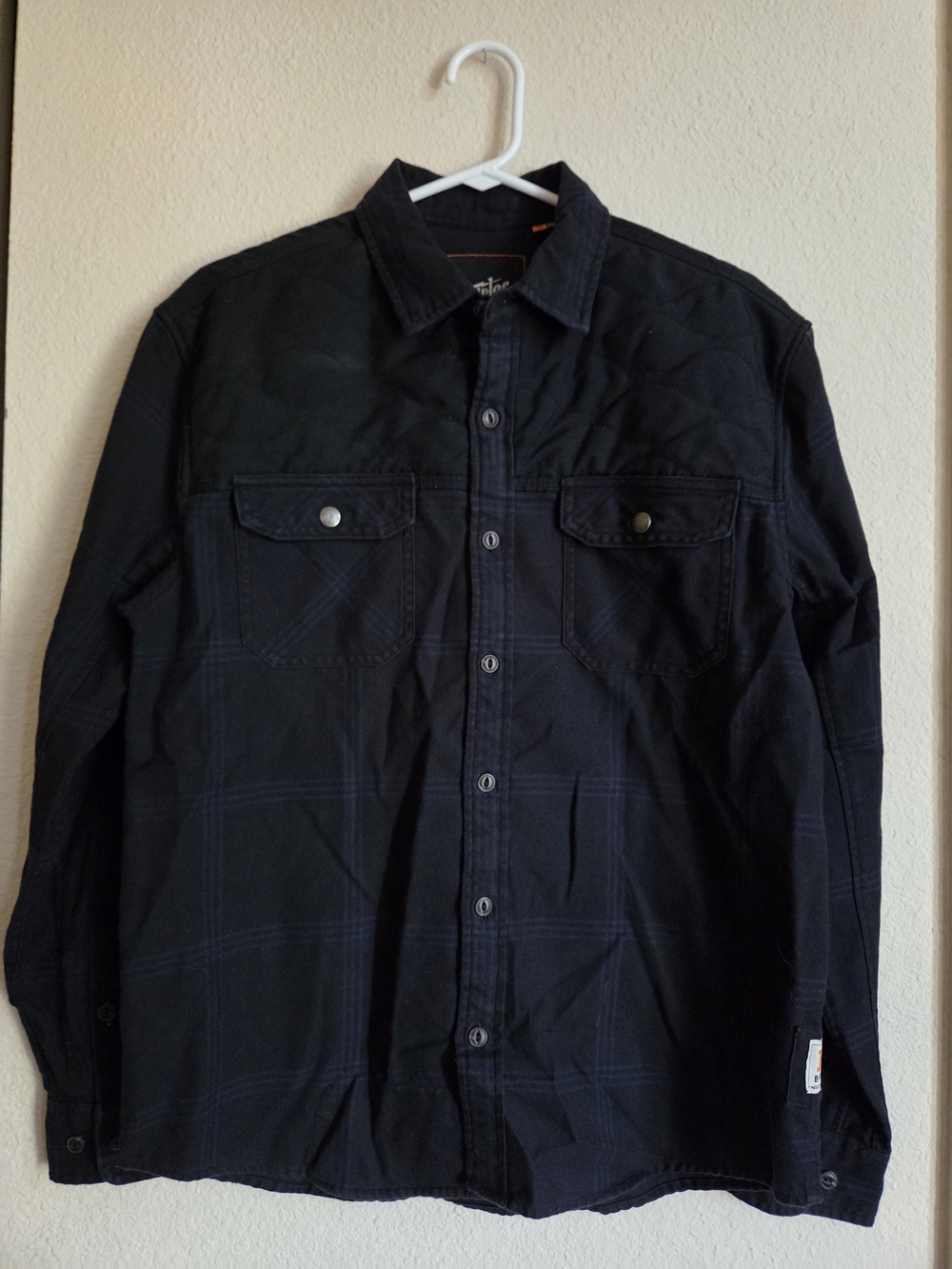 Men's Black Button-Front Quilted Shirt Jacket